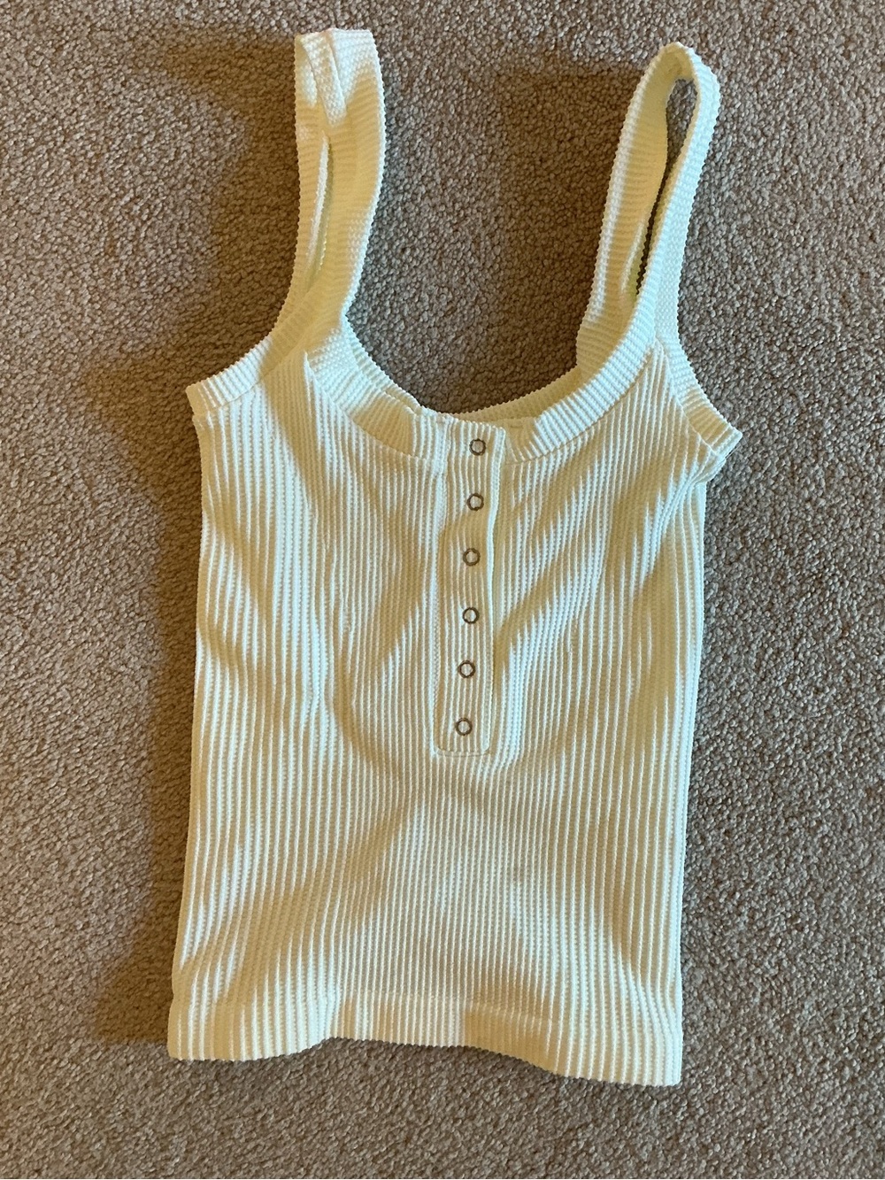 Free People Cream Ribbed Button-Front Tank